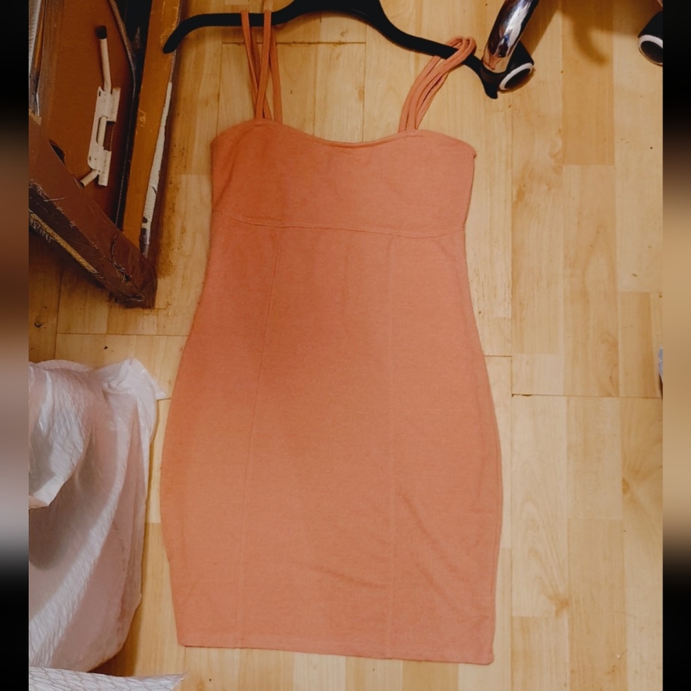 Salmon Colored Strapless Dress
